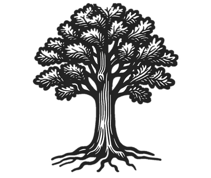 Albero simbolico dell’azienda familiare: radici come tradizioni, tronco solido e rami verso la crescita